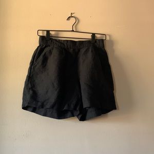 Black linen shorts